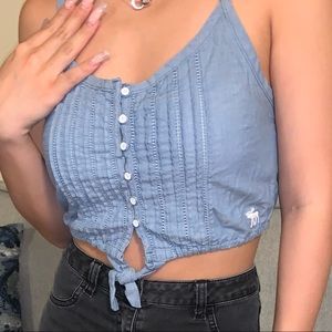 Abercrombie knot front crop tank top